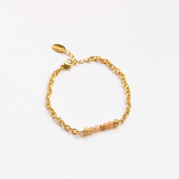 bracelet scintillant dore pierre soleil or