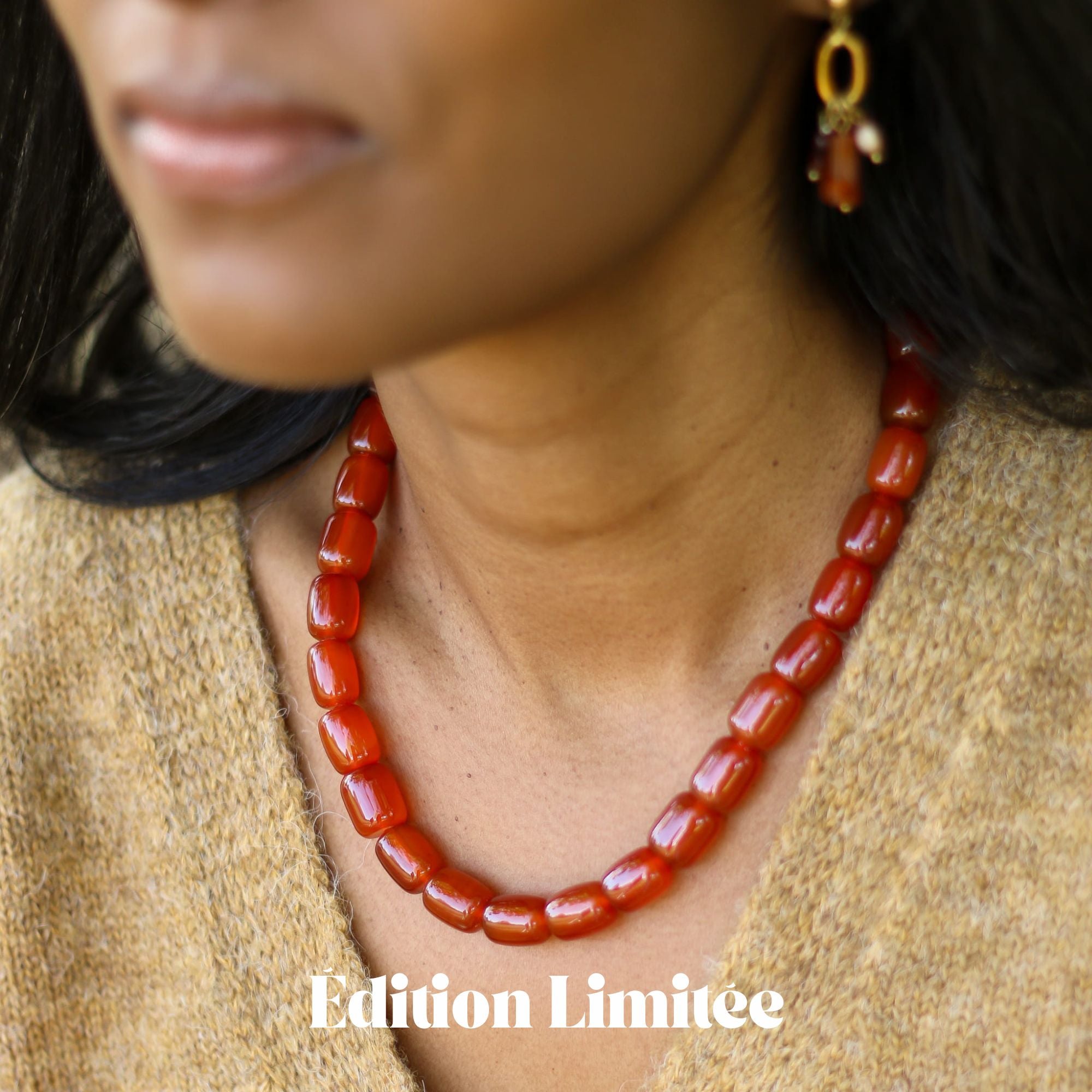 Collier Cornaline rouge chunky