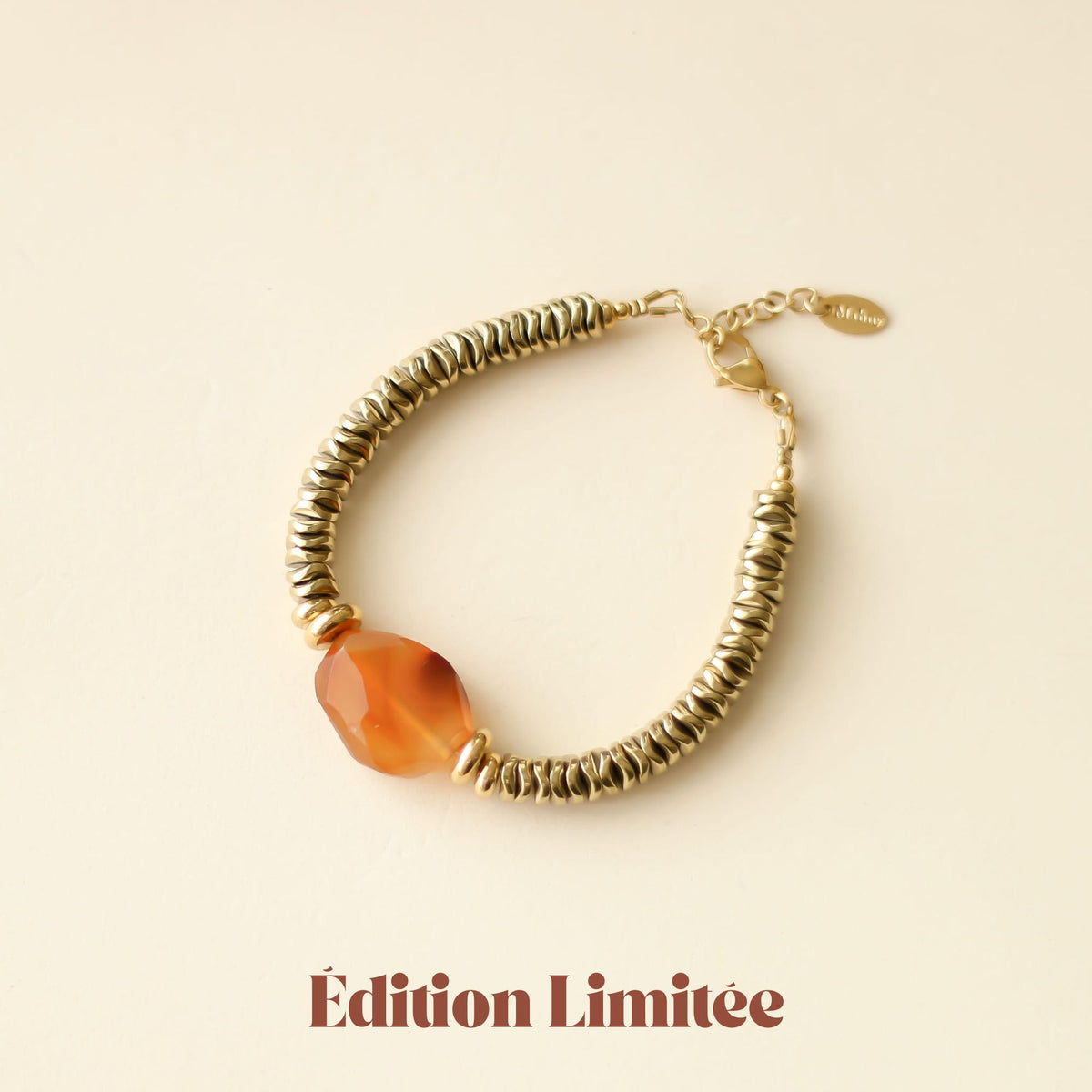 Bracelet Cornaline Hématite dorée