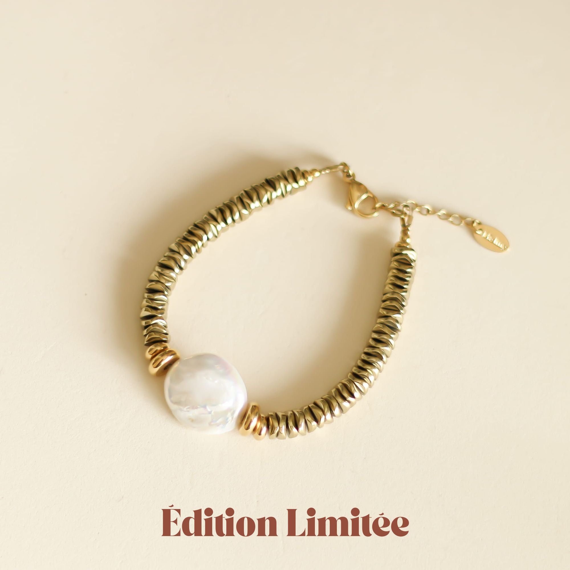 Bracelet Perle baroque et hématite dorée