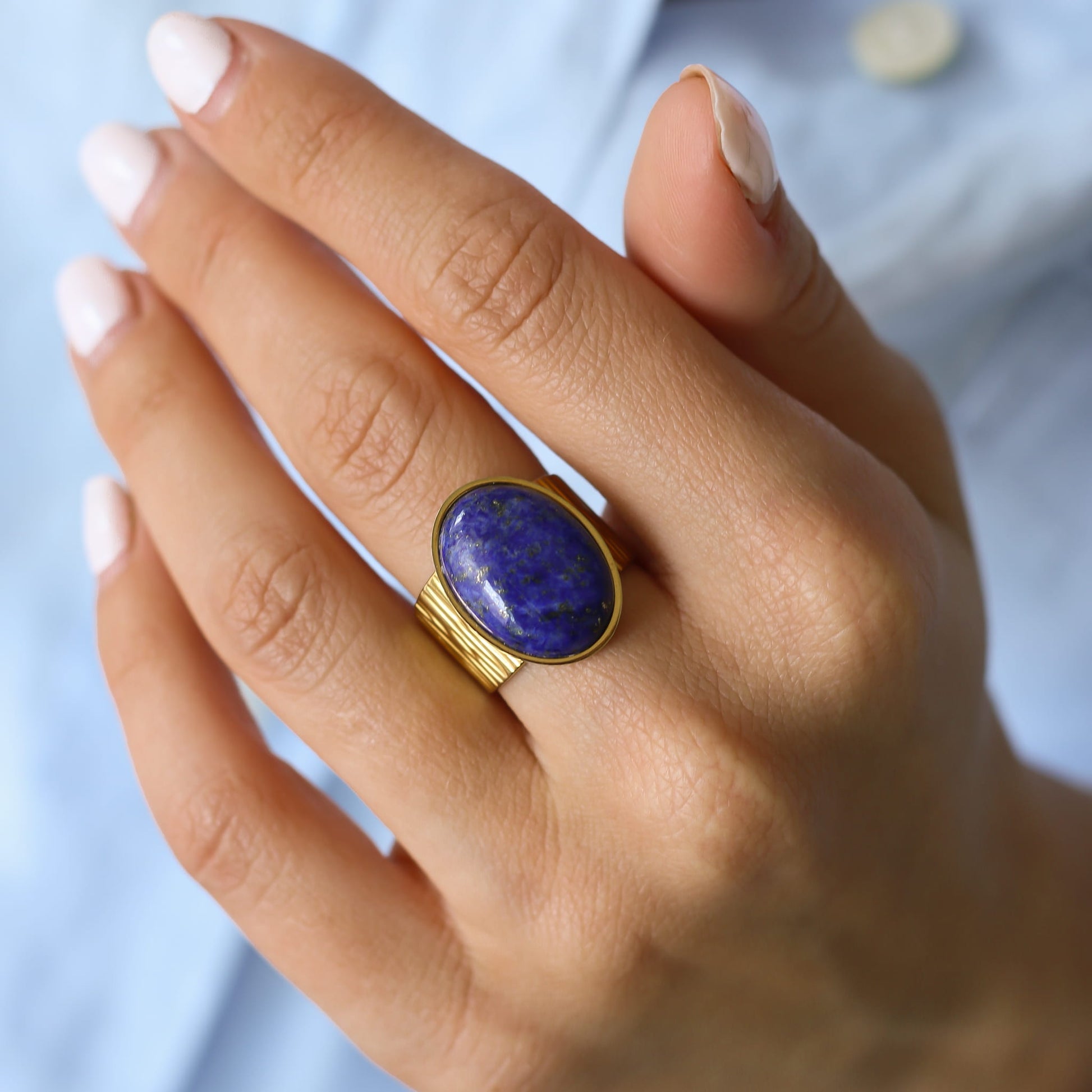 Bague Lapis Lazuli martelée