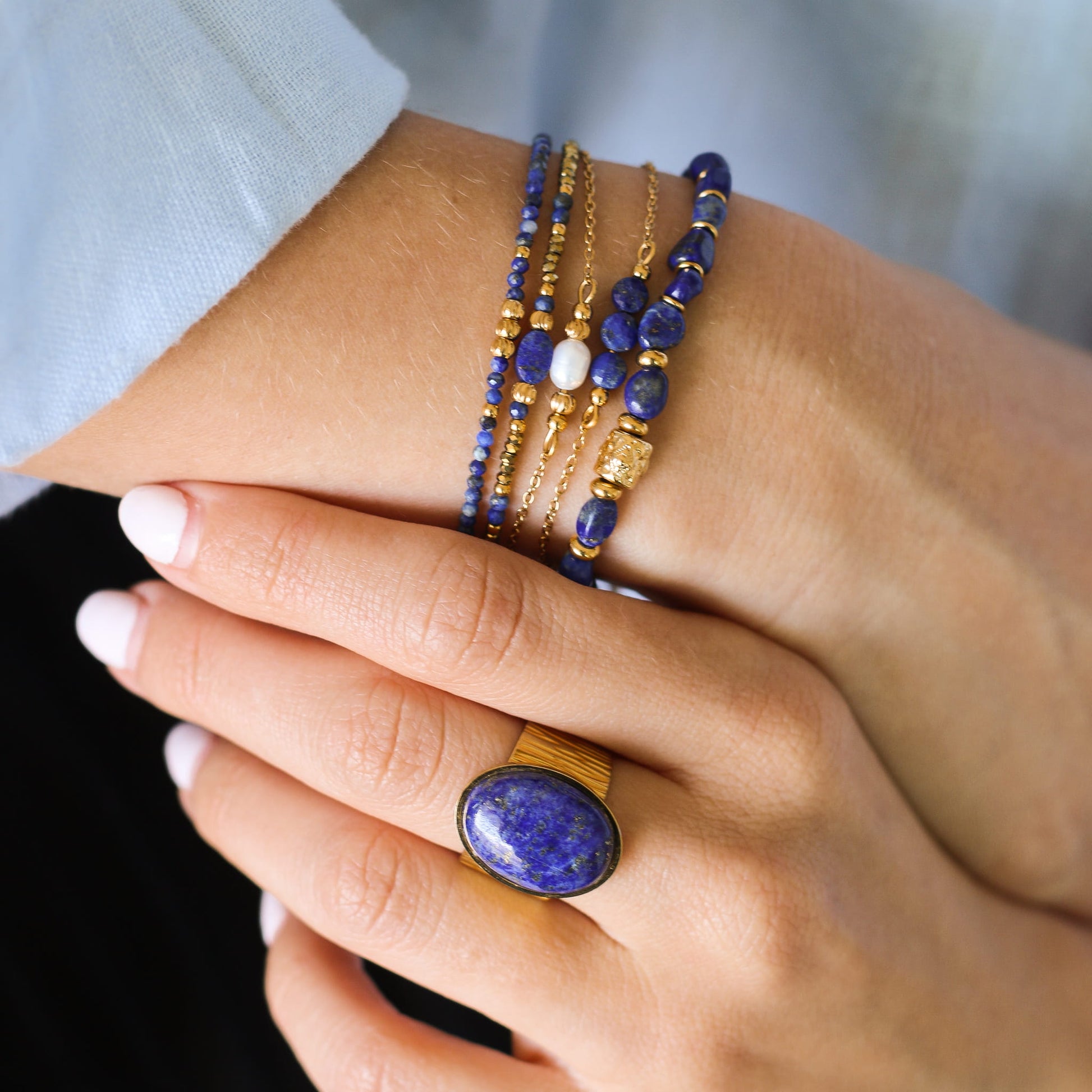 Bague Lapis Lazuli martelée