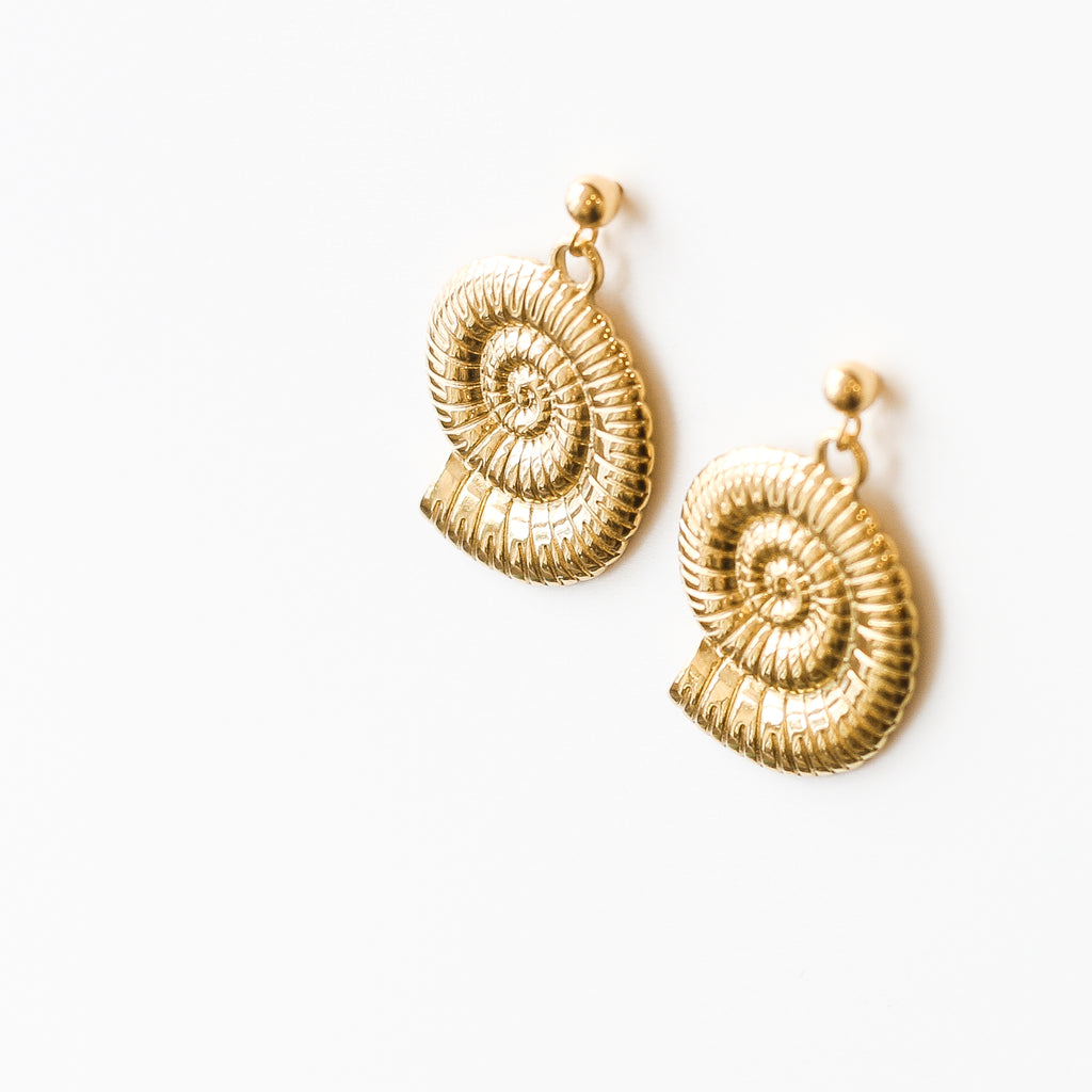 boucle oreille ammonite coquillage doré cadeau
