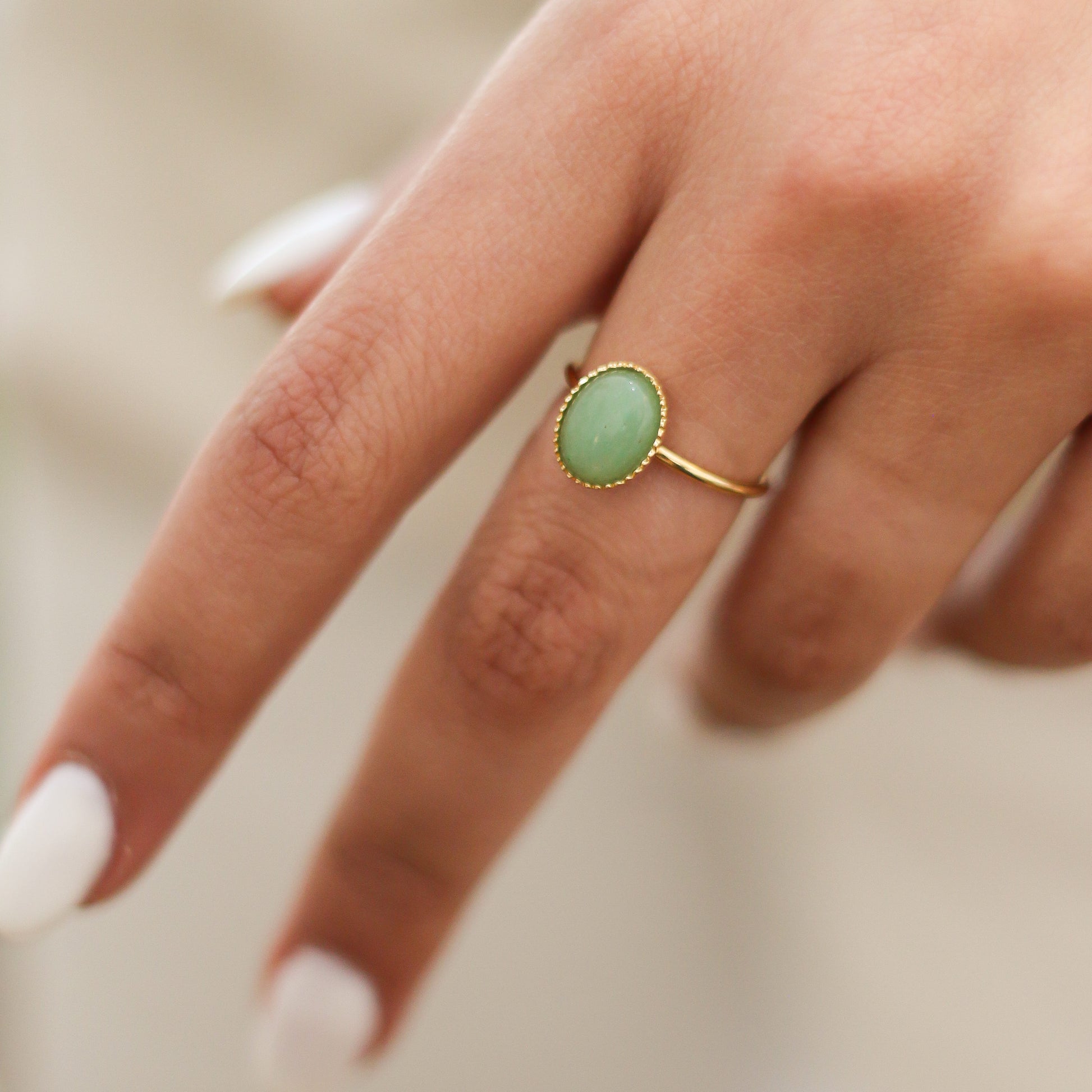 Bague Ovale Aventurine - Mahny Jewelry