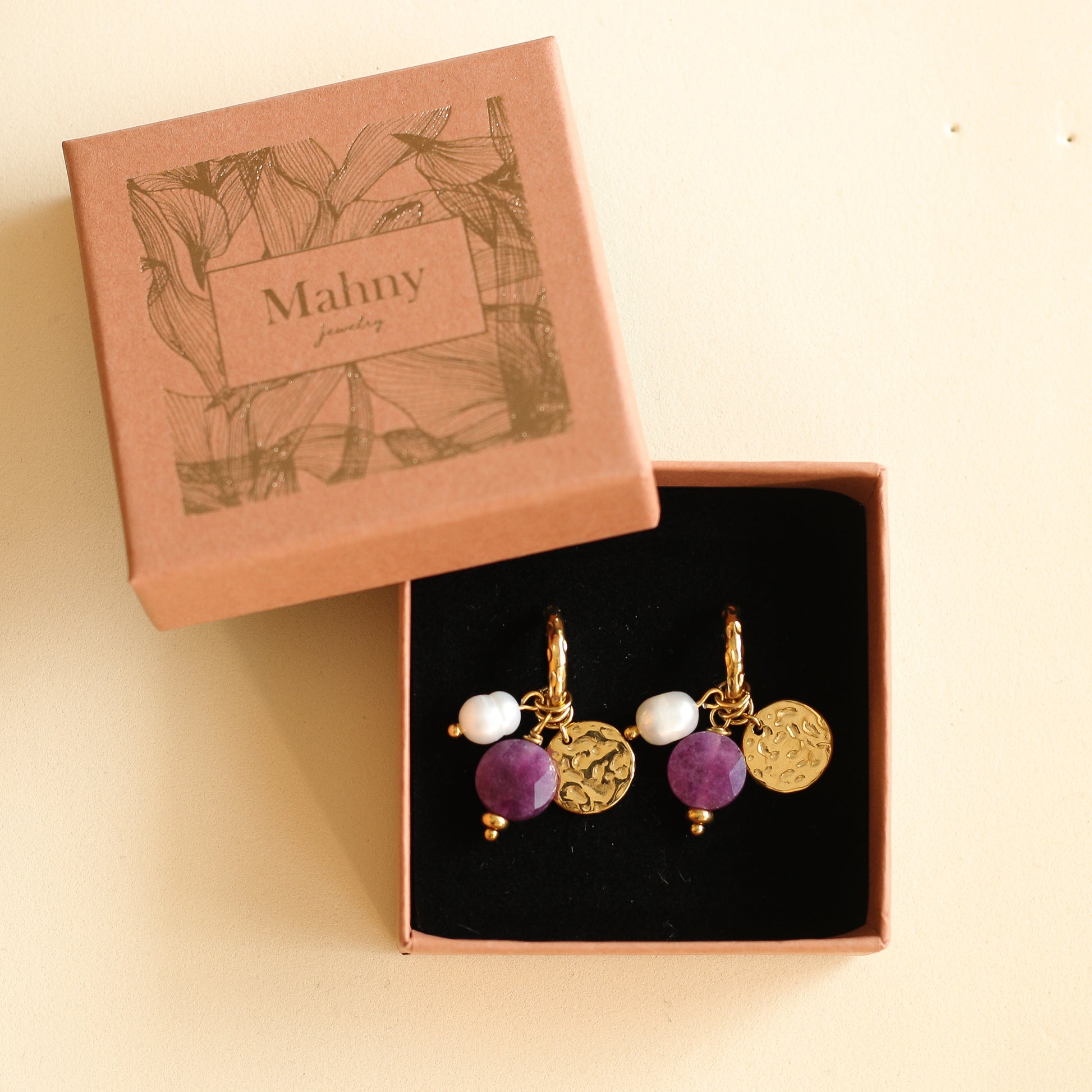 Coffret Boucles d'oreilles 3en1 interchangeables (Choisir 1 type d'anneaux et 3 pampilles)