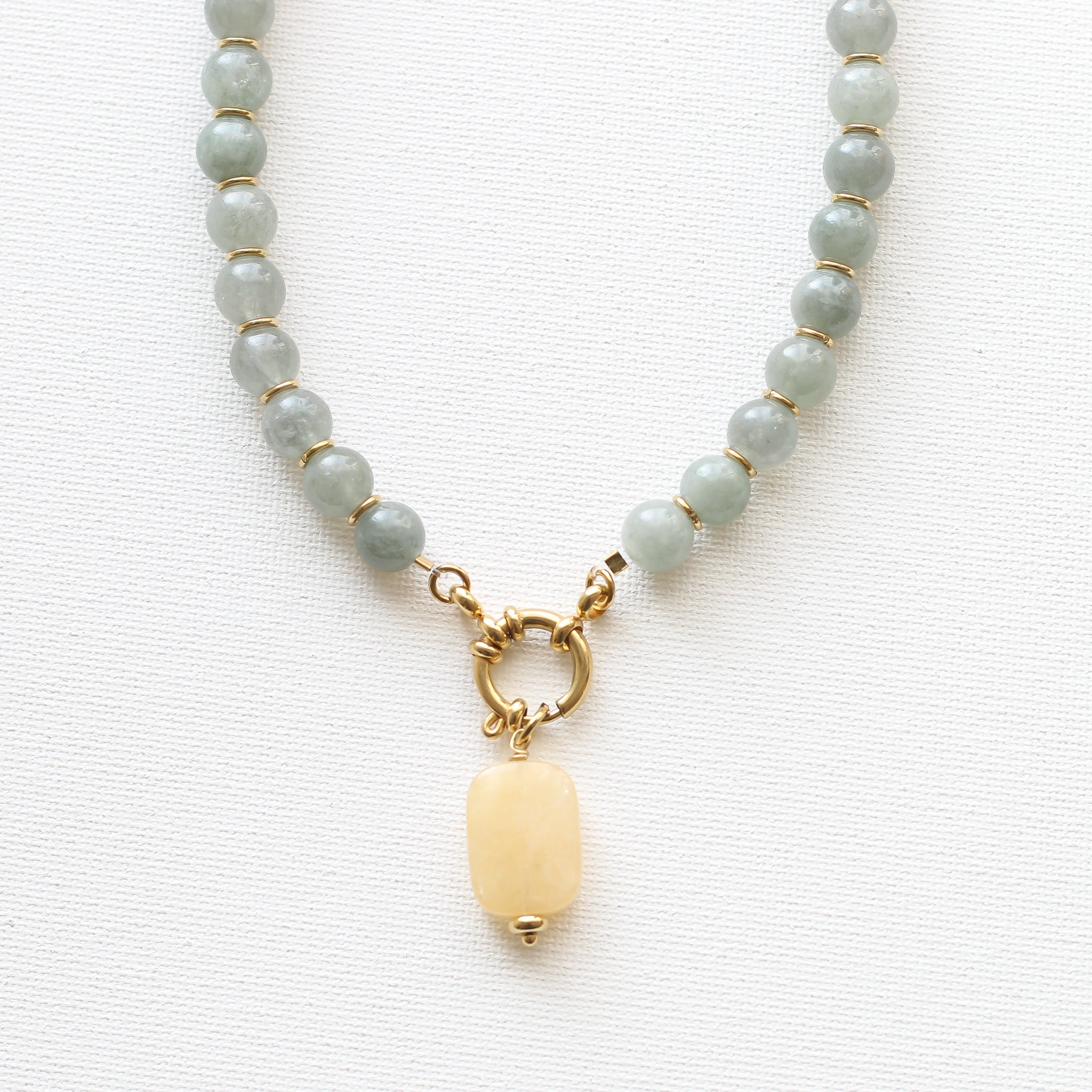 Collier Quartz rutile et Aragonite Jade