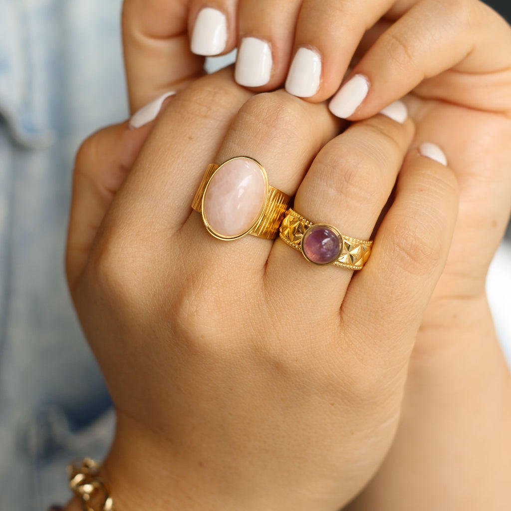 bague améthyste violet diamant femme moderne