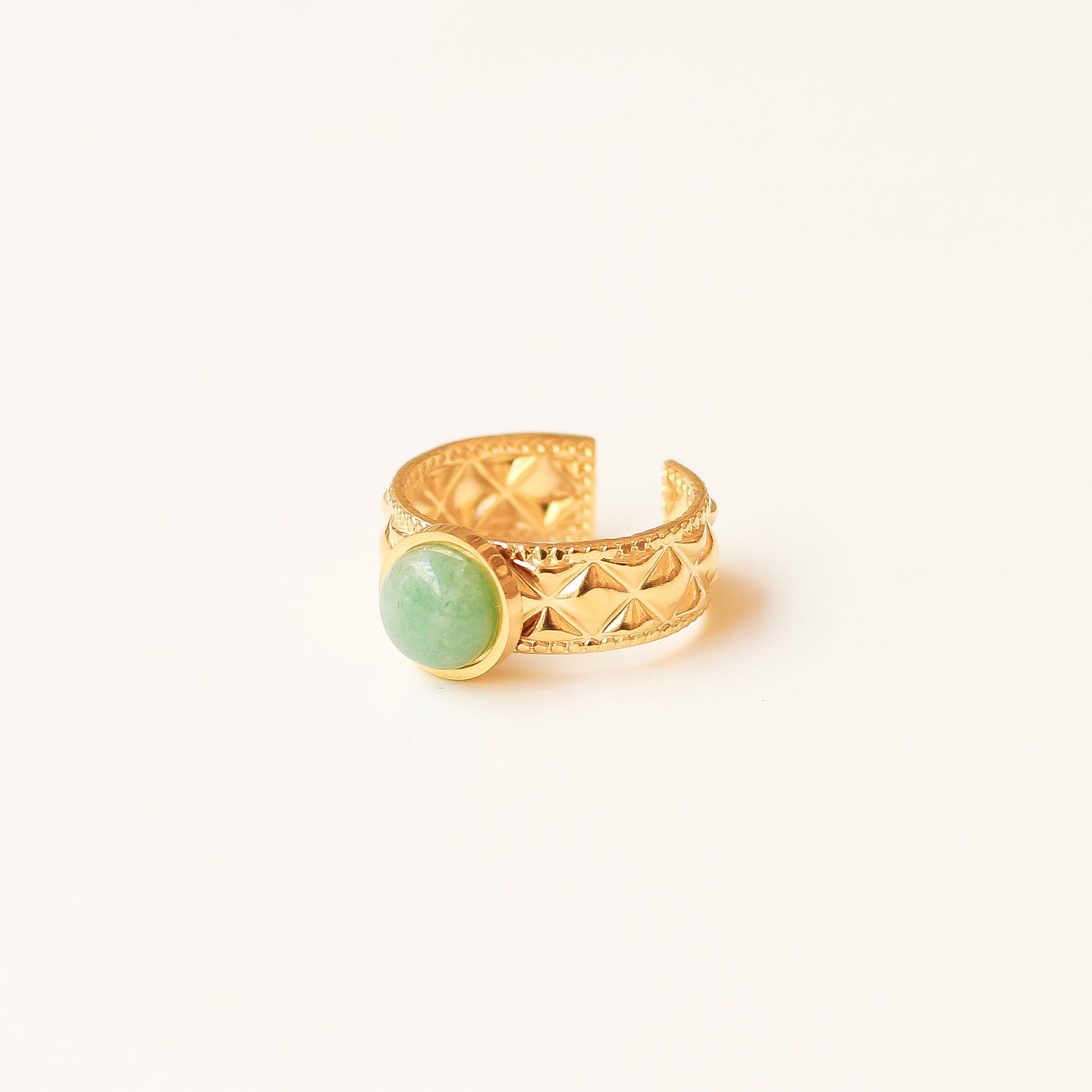 bague aventurine diamant acier bijou femme