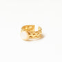 bague nacre diamant acier pierre blanche