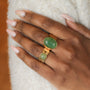 bague aventurine feuille acier lithothérapie pierre