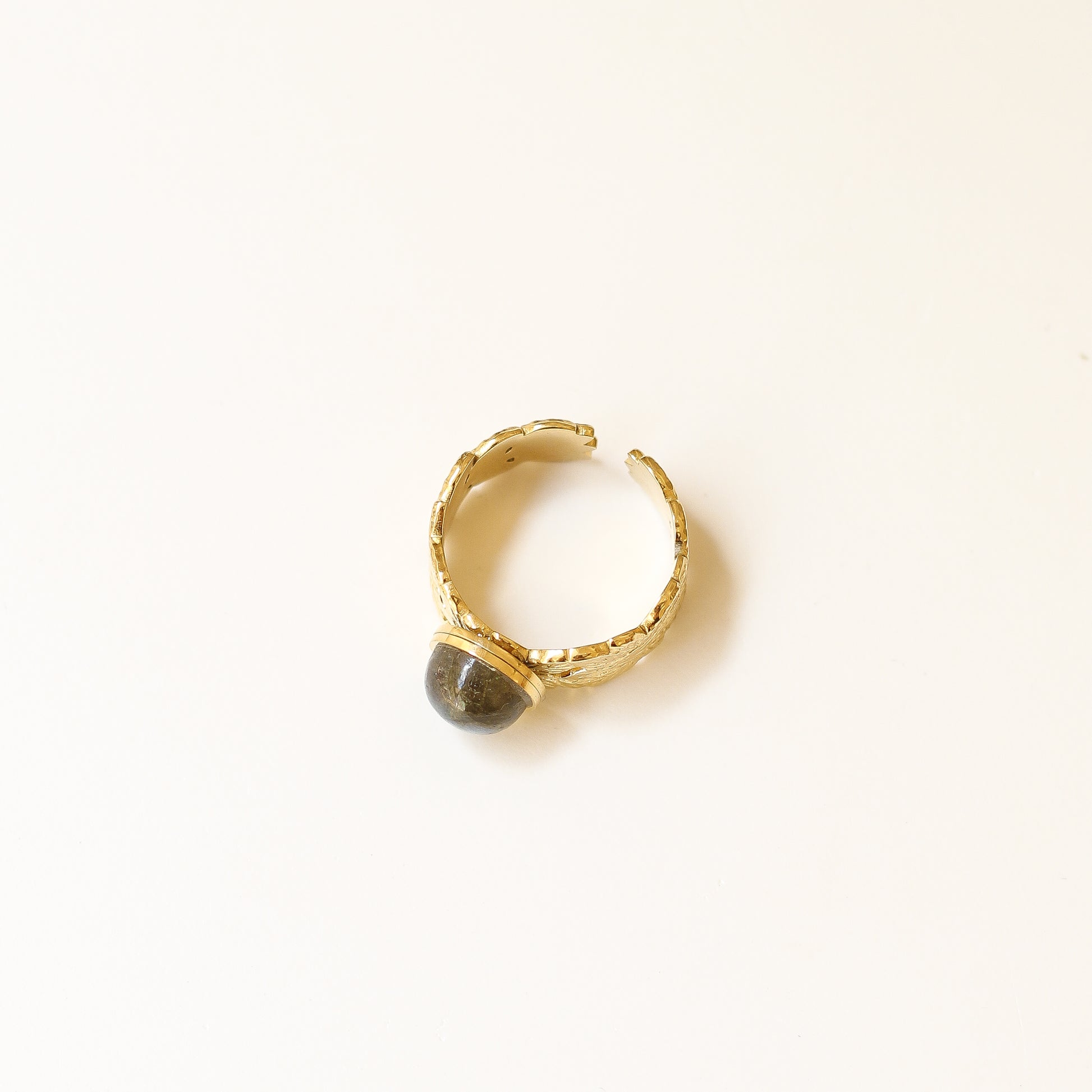 bague labradorite feuille acier mode paris
