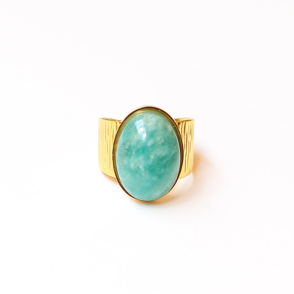 bague amazonite grande pierre femme tendance