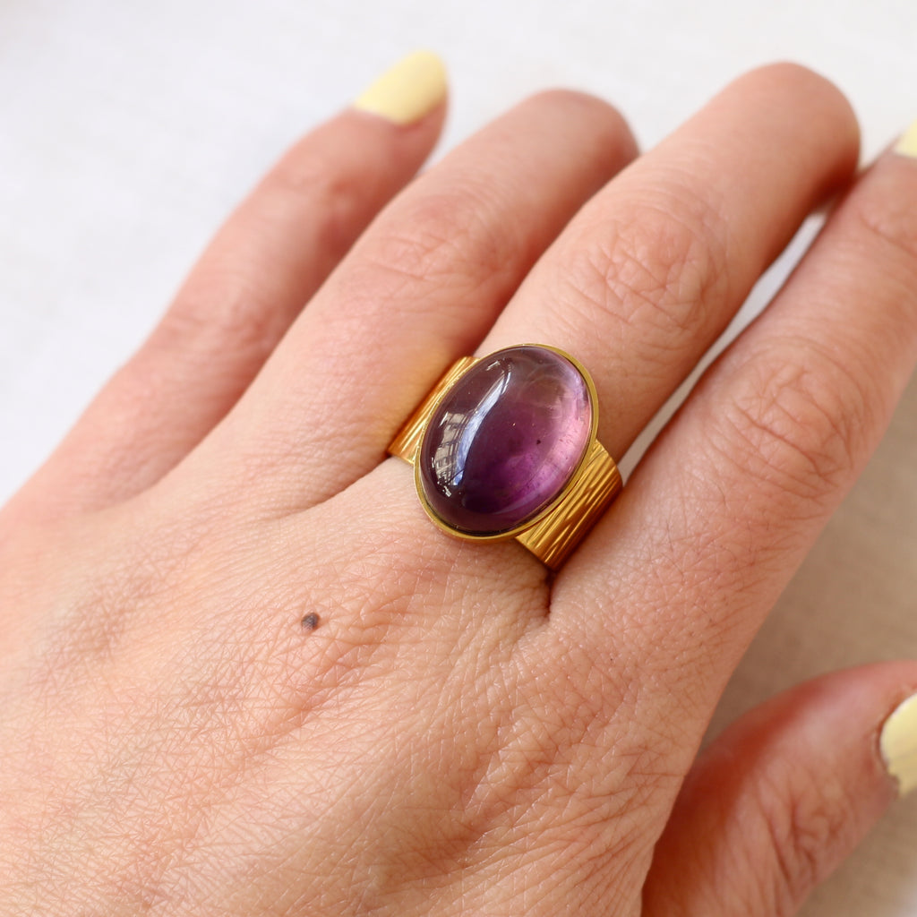 bague améthyste violet grande accessoire tendance