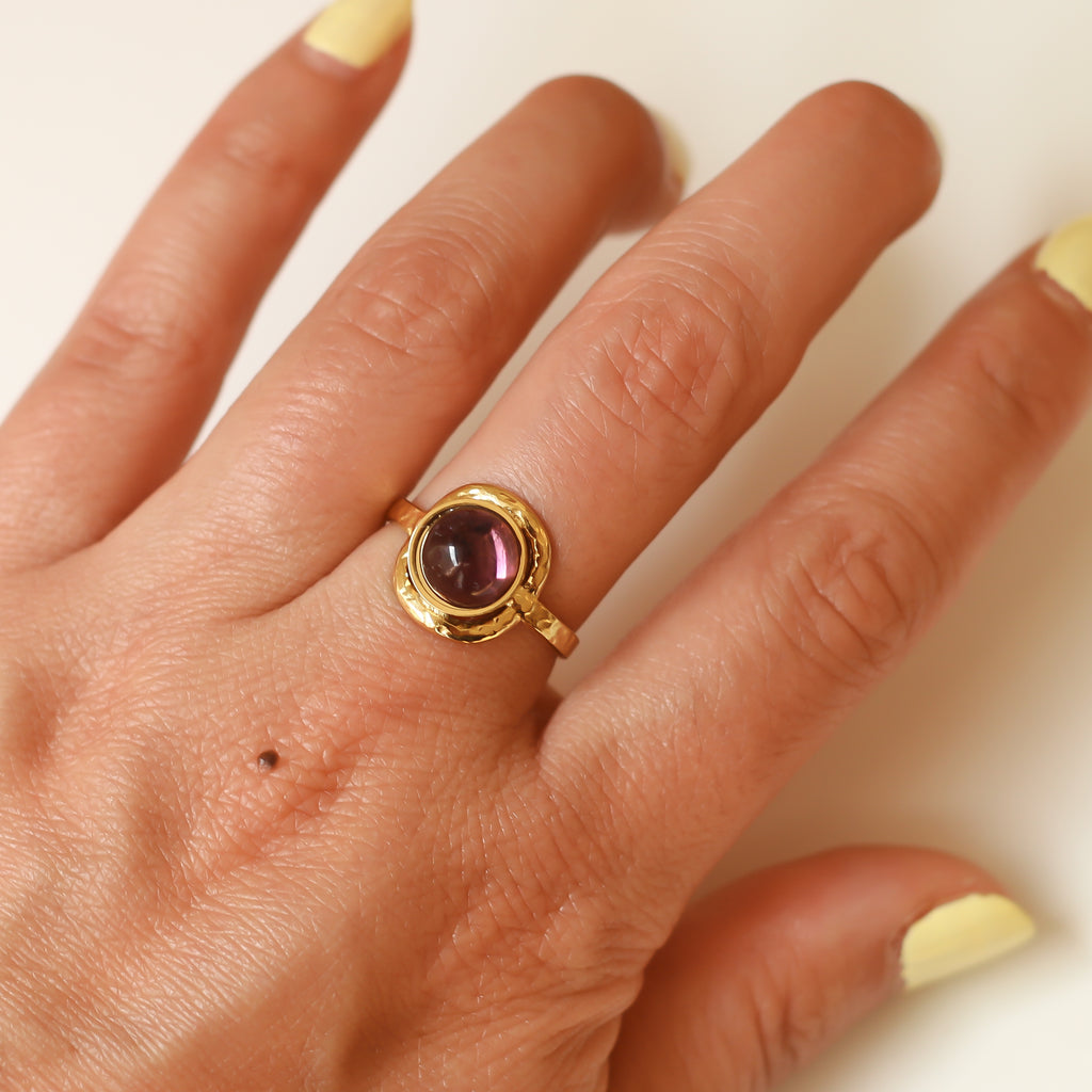 bague martelée améthyste violet lithothérapie vertu