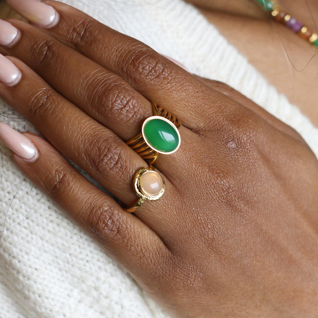 bague quartz rose martelé cadeau noël 