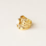 Bague vague martelée Nacre, détail des pierres, Mahny bijoux pierre fine.