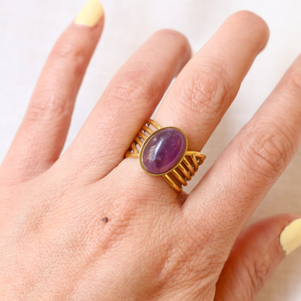 bague améthyste bijou violet fait main