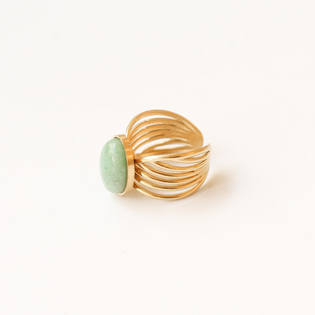 bague aventurine ovale pierre cadeau noël 