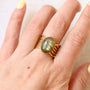 bague labradorite vague acier moderne unique