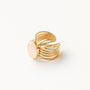 bague quartz rose vague inoxydable acier