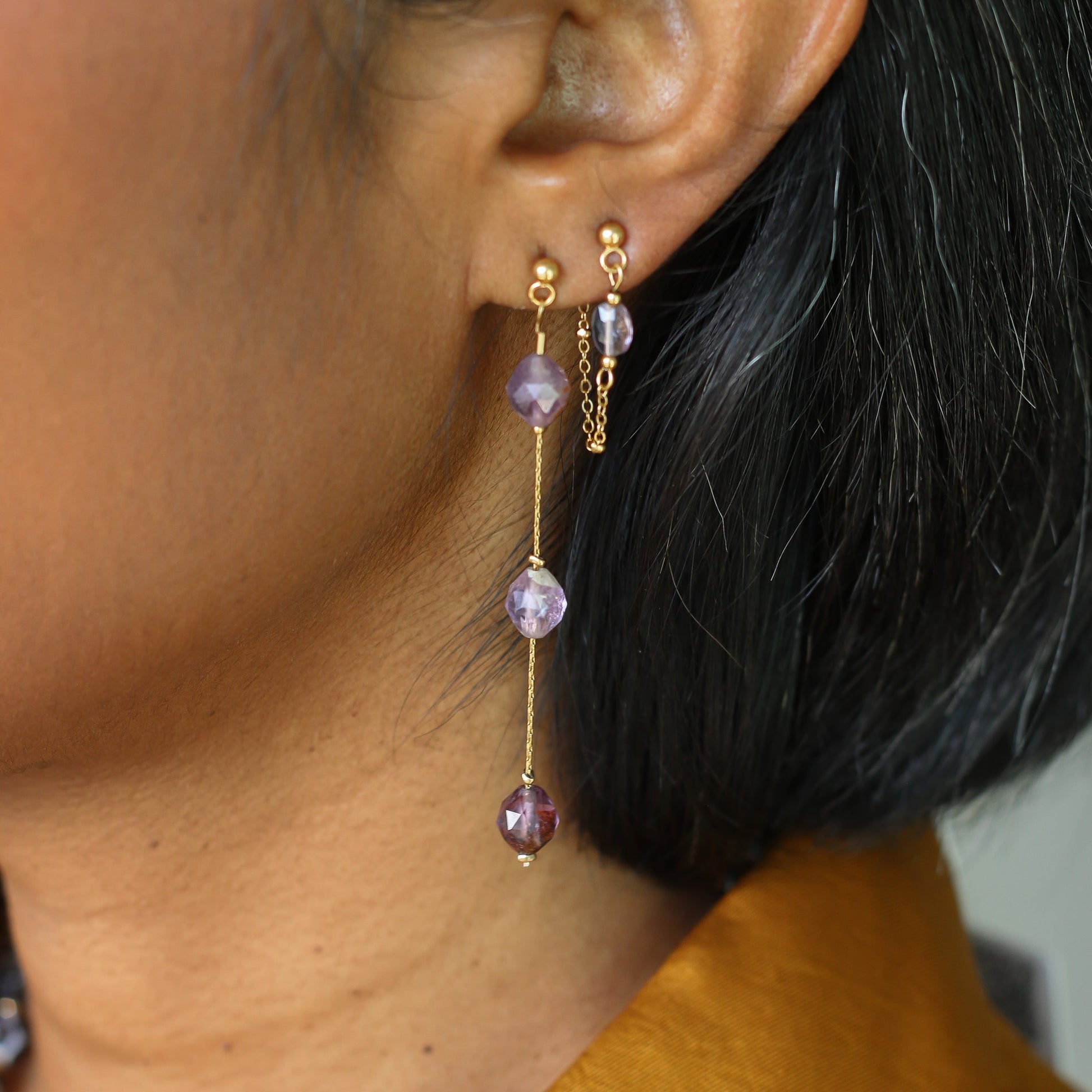 Boucles gouttes en Améthyste Fantôme 