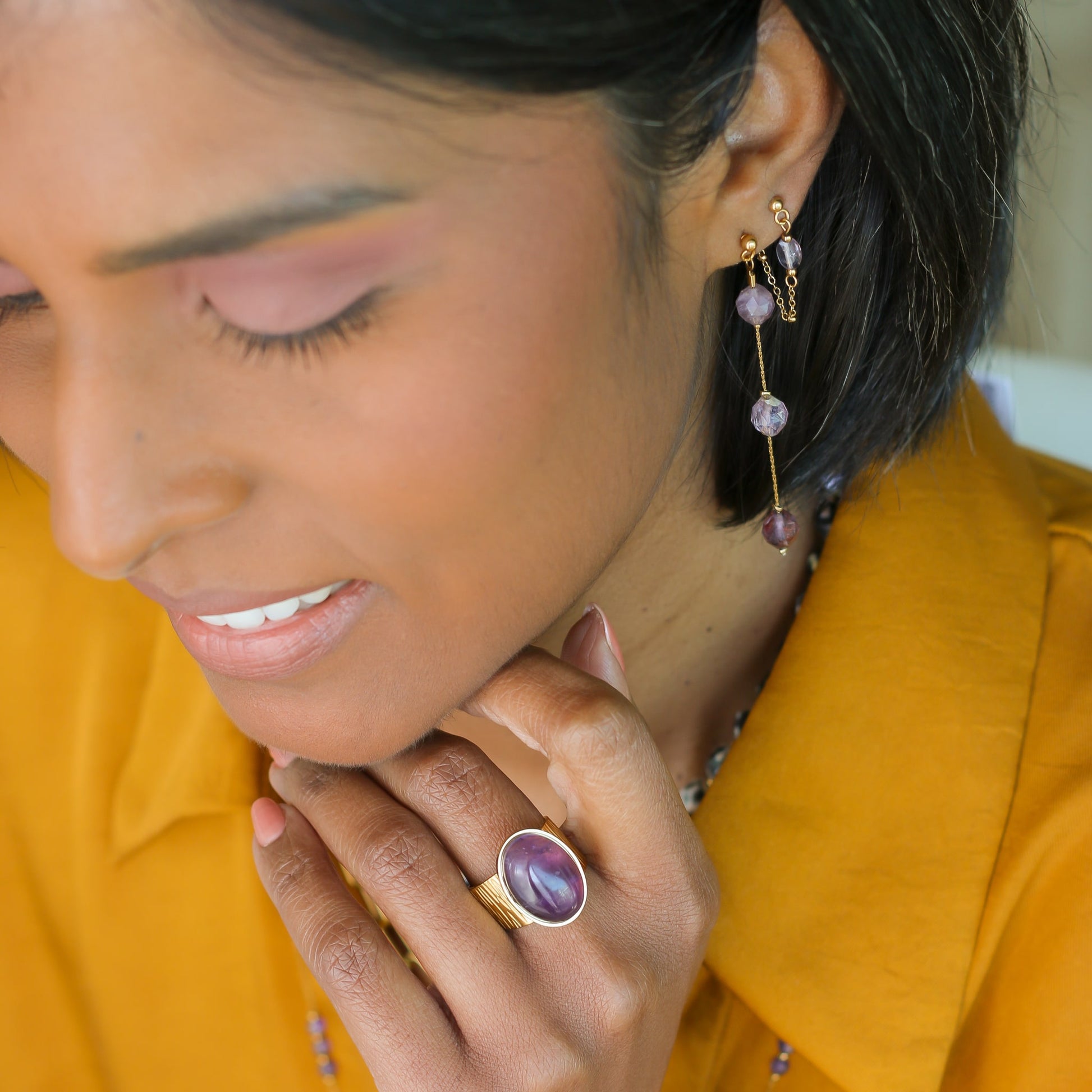 Boucles gouttes Améthyste Fantôme le cadeau pour elle