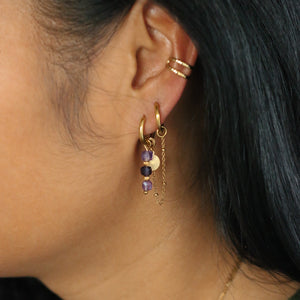 boucle duo en acier inoxydable et perles d'Améthyste