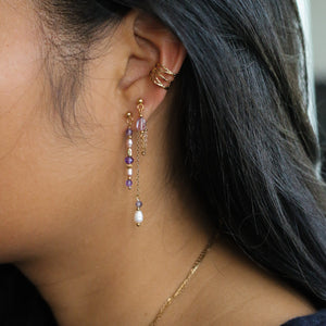 duo de boucles faites main en perles d'Améthyste et perles d'eau douce