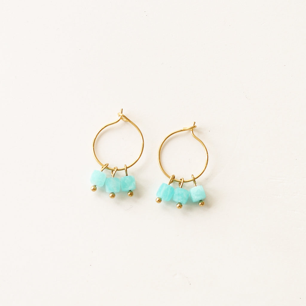 petite créoles amazonite bleu turquoise acier