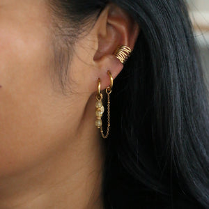 duo de boucles en acier inoxydable et Apatite jaune made in france 