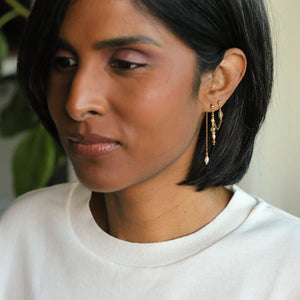 boucles d'oreilles en Apatite jaune sur des chaines dorées tendance