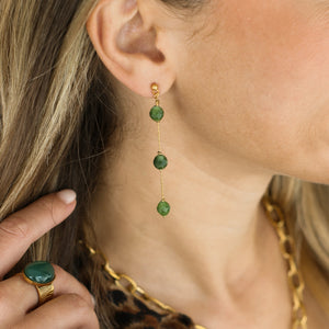 Boucles gouttes en Aragonite Jade Olive assemblées à la main