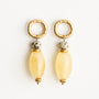 EDITION LIMITEE Boucles Calcite Jaune et Jaspe Dalmatien, pierre véritable, signé Mahny.