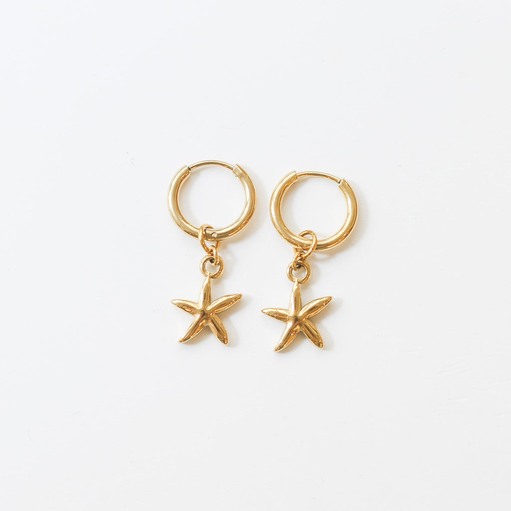 boucle oreille créole étoile mer anneau