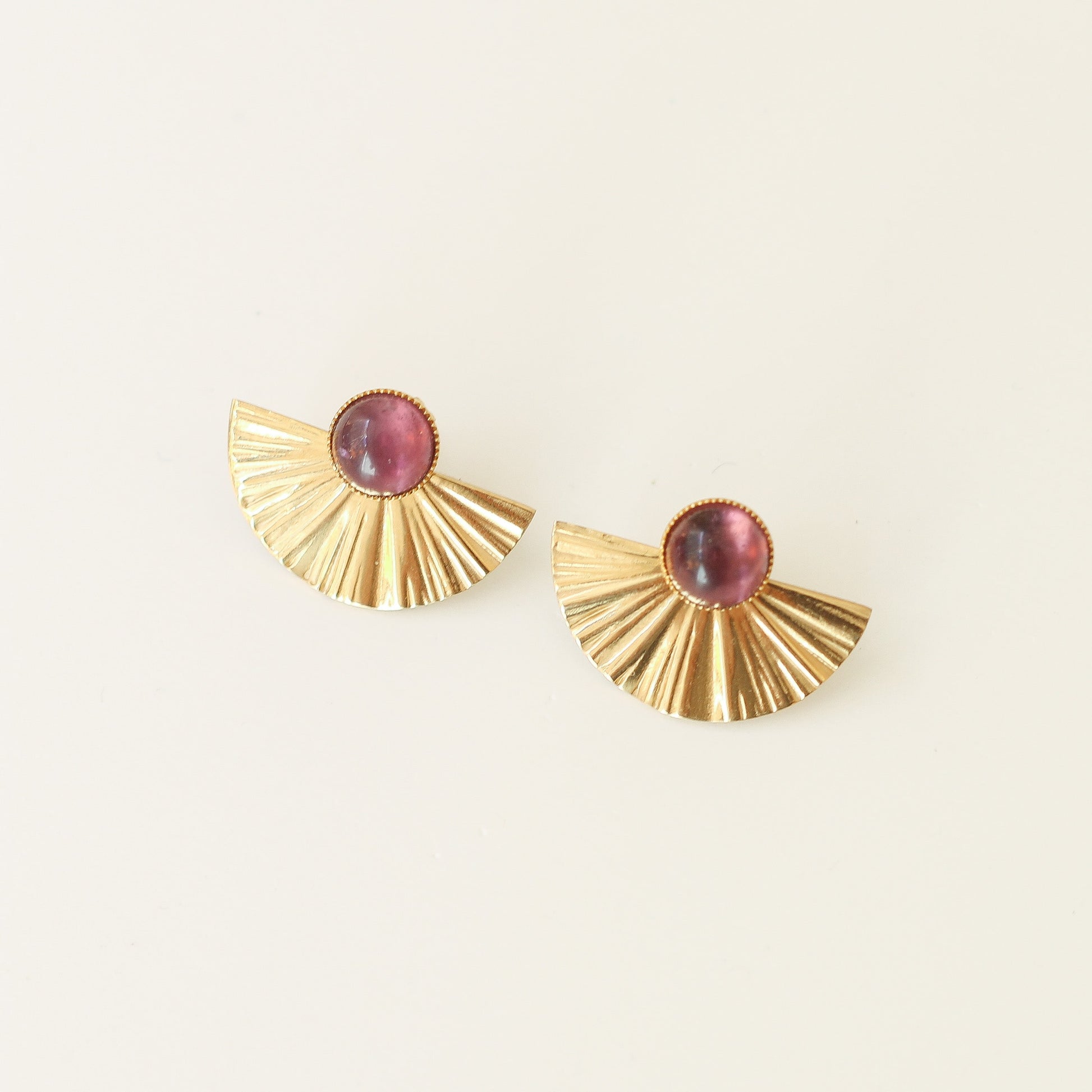 Boucles demi-lune Améthyste (grande) - Mahny Jewelry