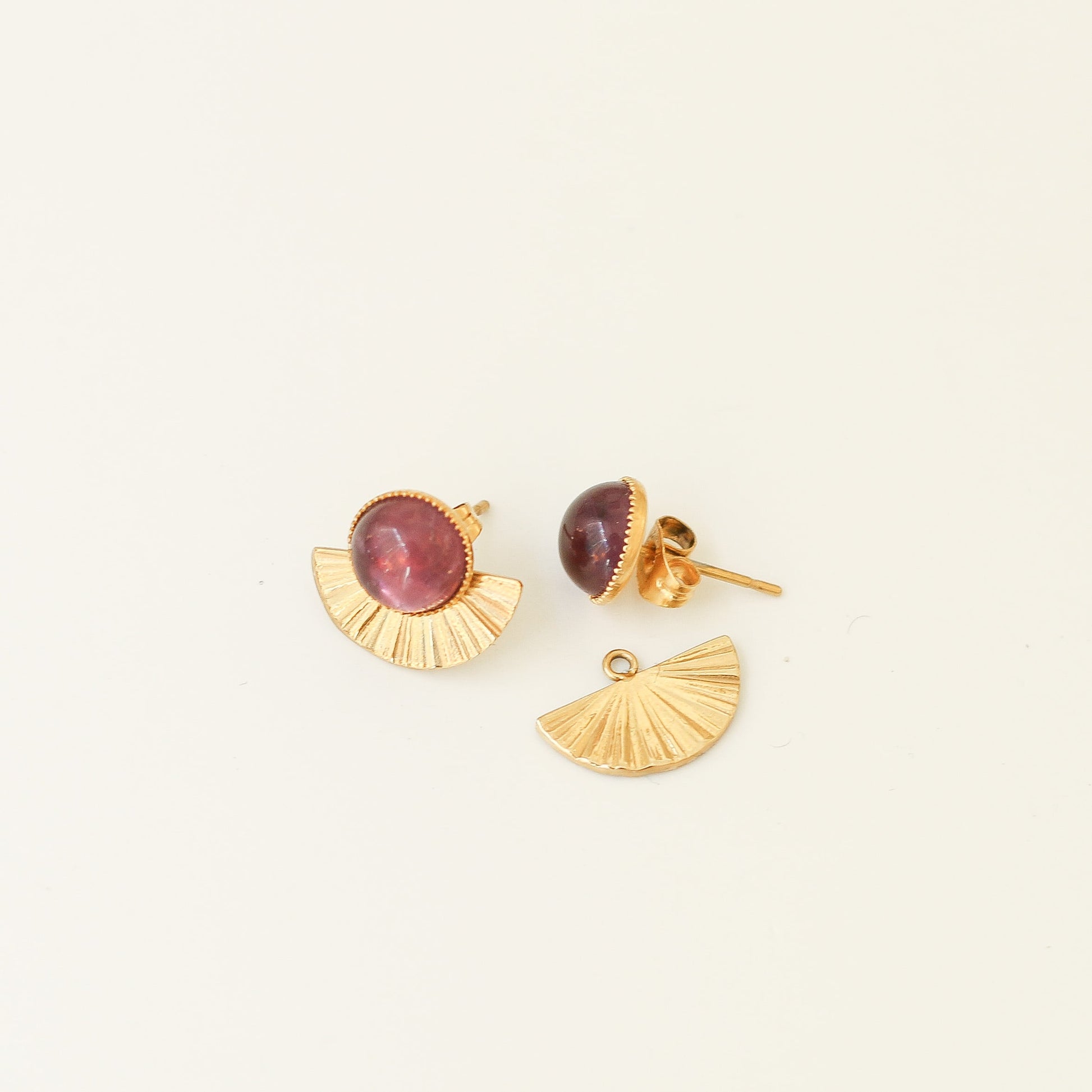 Boucles demi-lune Améthyste (petite) - Mahny Jewelry