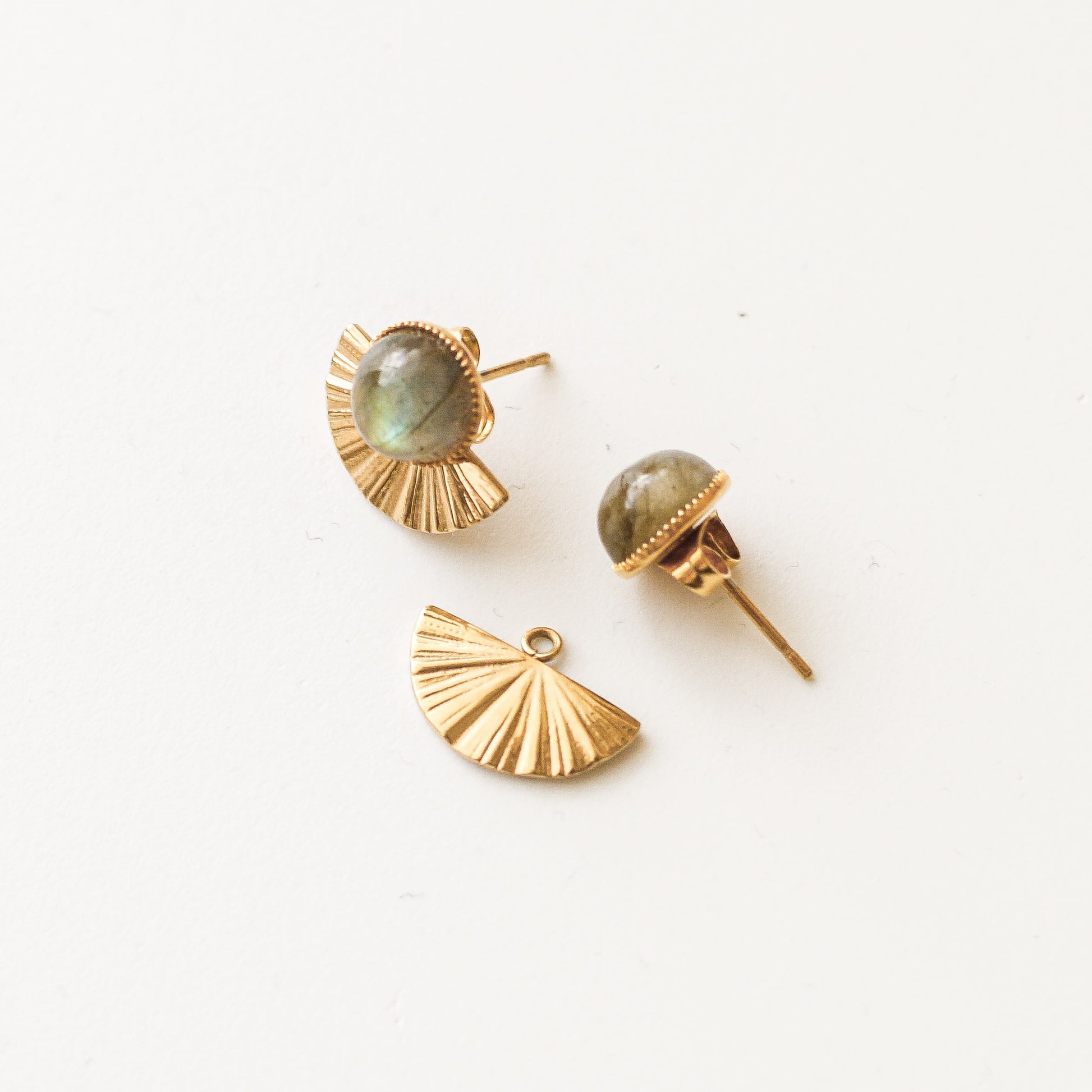 boucle labradorite acier petite pampille interchangeable
