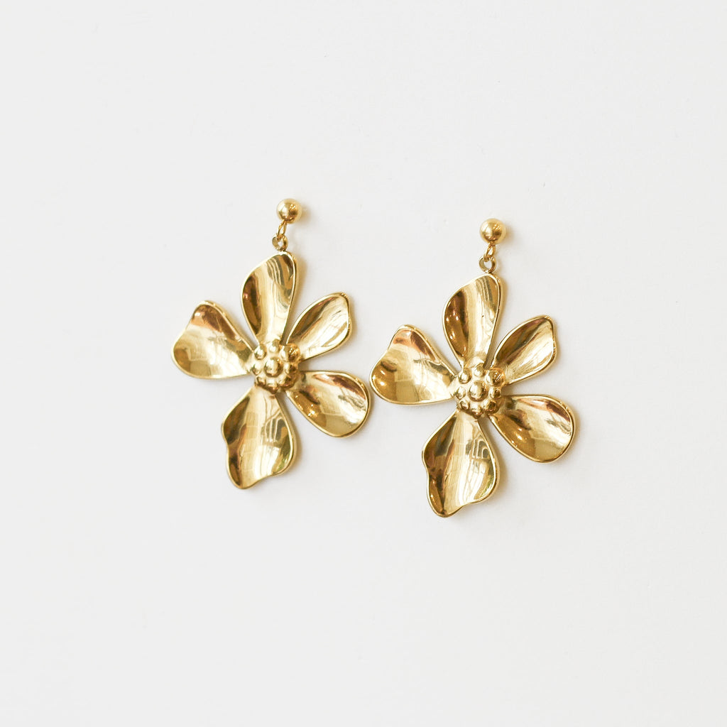 boucle fleur doré acier inoxydable créatrice