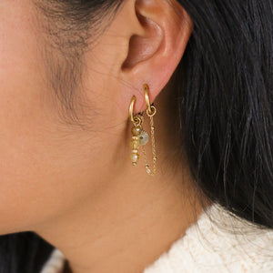 duo de boucles d'oreilles en Grenat vert et chaine dorée