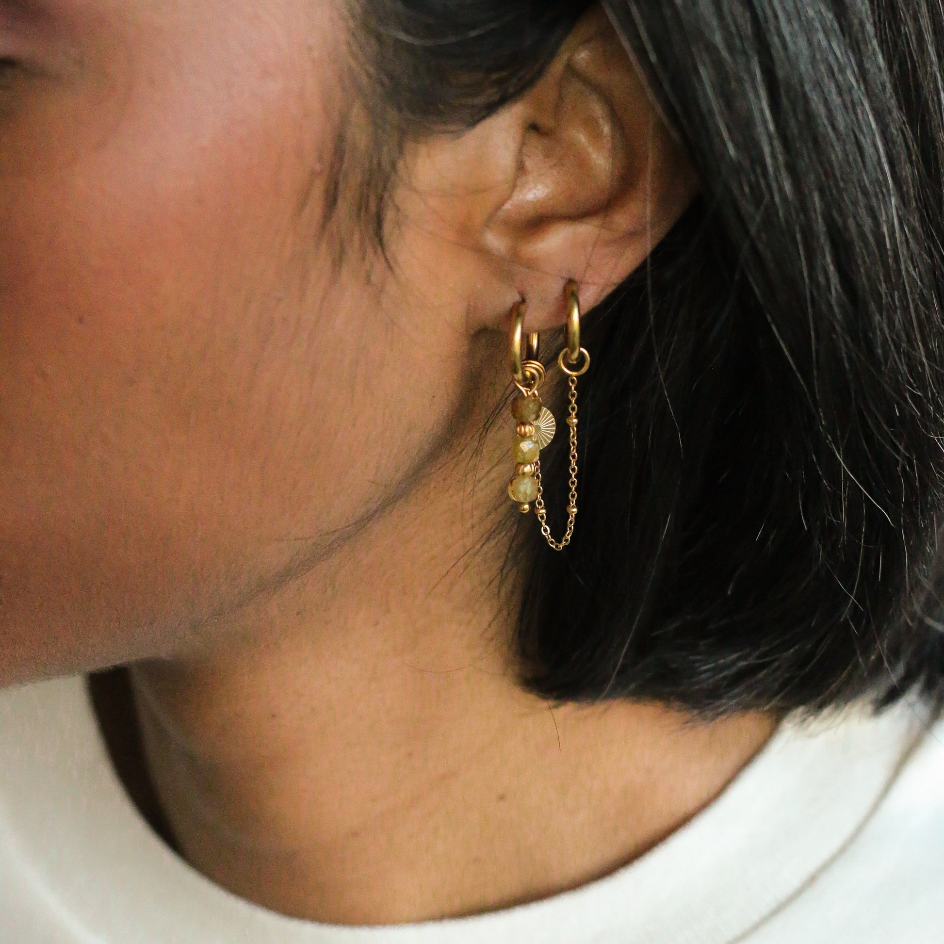 le cadeau pour maman des boucles duo en Grenat vert