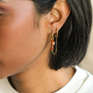 boucles en Grenat orangé et acier inoxydable le cadeau pour elle