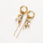 Boucles anneaux Jaspe Dalmatien et Perle d'eau douce, vue alternative, création Mahny bijoux pierres semi-précieuses.