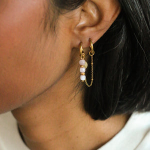 boucles assemblées à la main en acier inoxydable et Kunzite