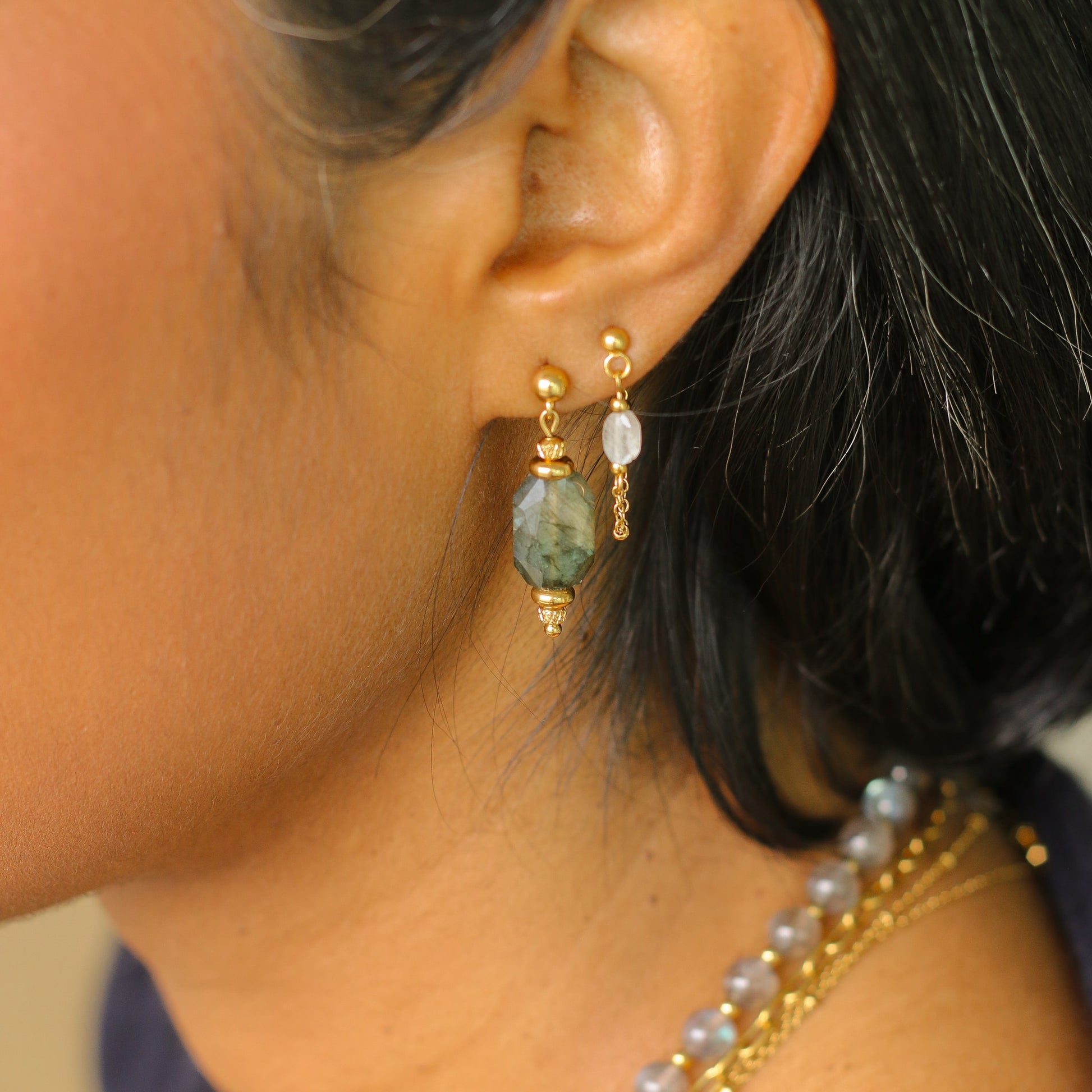 les boucles fines en Labradorite à offrir à votre femme 