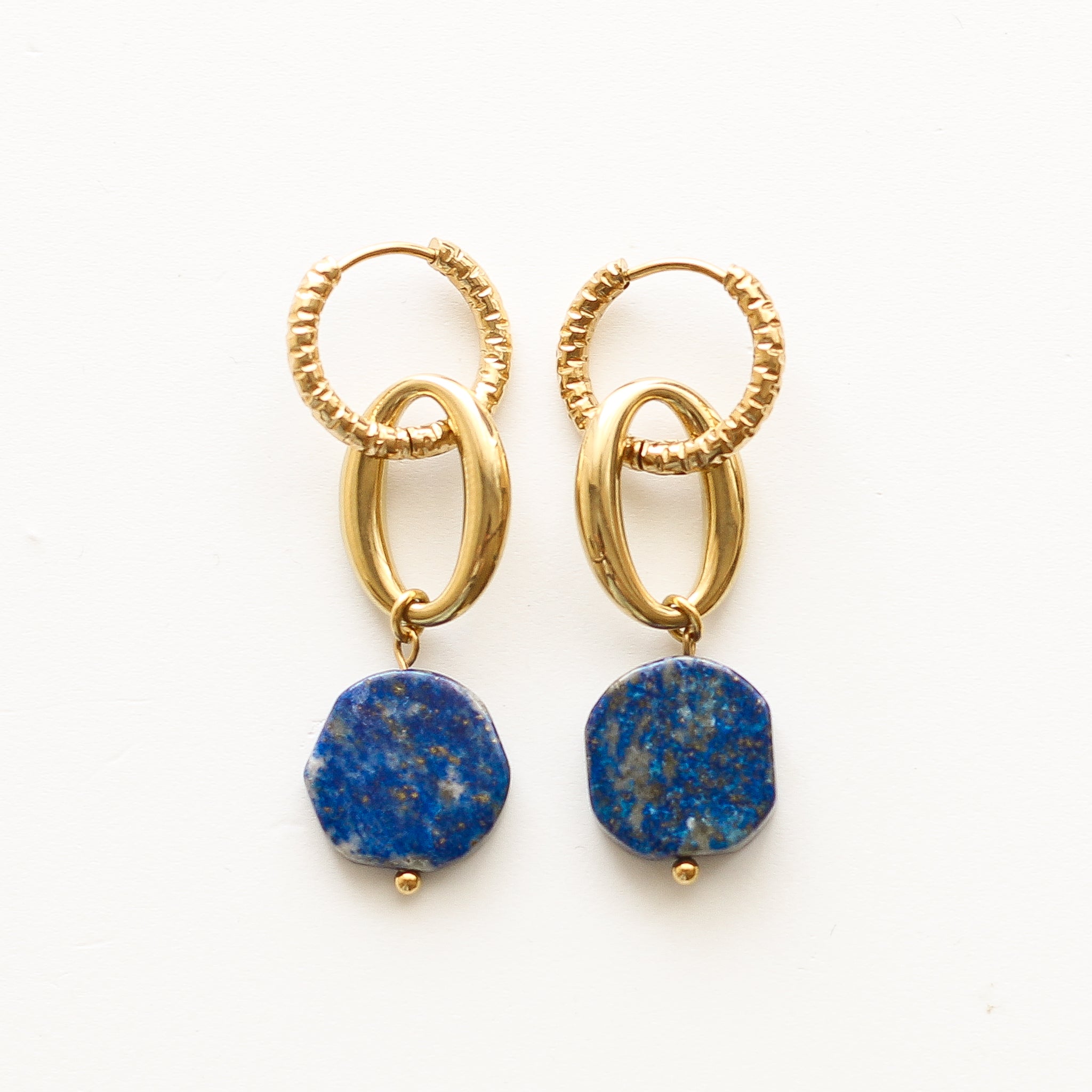 Boucles anneaux Lapis Lazuli, Mahny bijoux pierre fine.