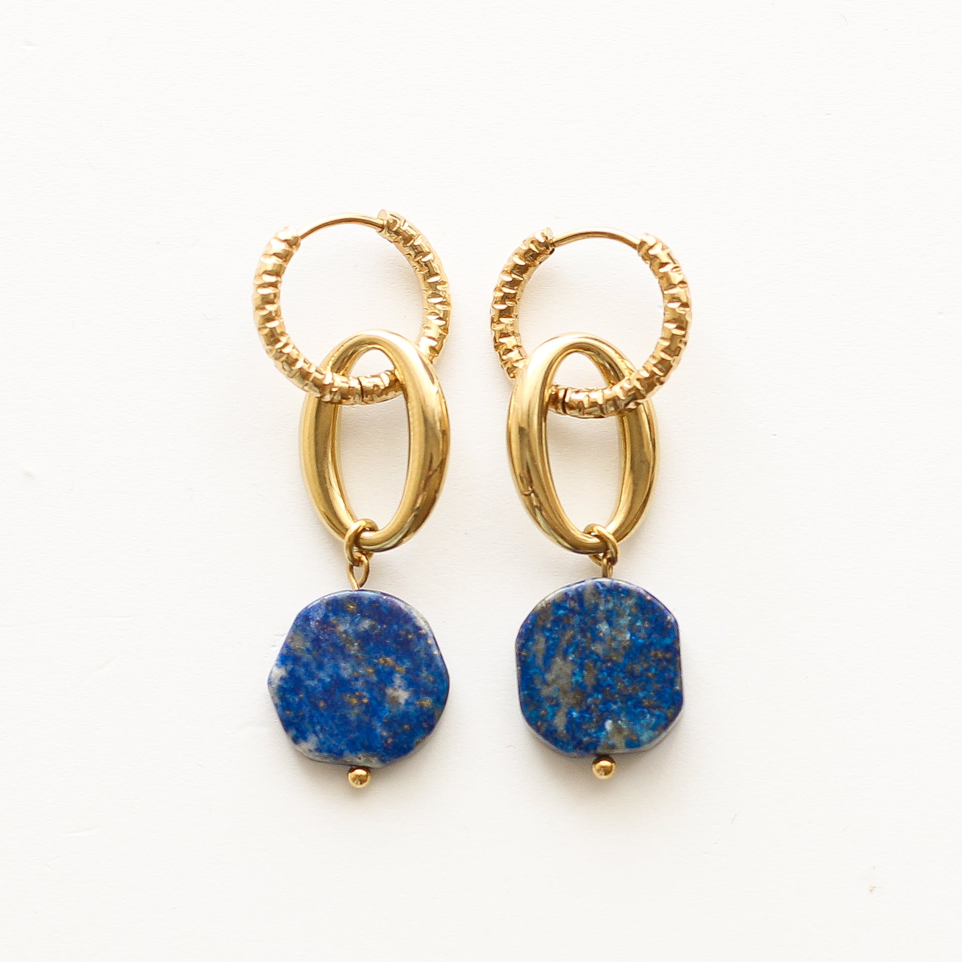 Boucles anneaux Lapis Lazuli, Mahny bijoux pierre fine.