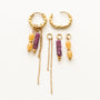 Boucles anneaux Lépidolite et Aventurine jaune, détail du fermoir signé Mahny, pierres semi-précieuses assemblées main.