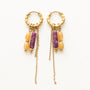 Boucles anneaux Lépidolite et Aventurine jaune, Mahny bijoux pierre fine.