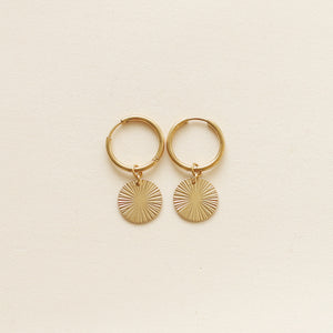 Anneaux fin avec Médaillon strié en acier inoxydable