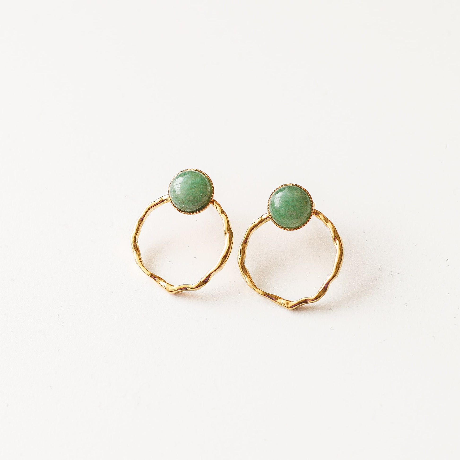boucle anneau aventurine verte acier inoxydable